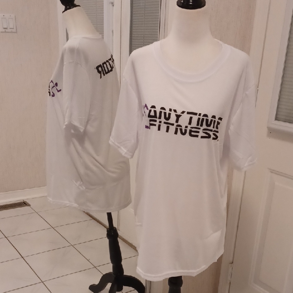 4/$30 New Anytime Fitness White T-Shirt - Fits Size Large